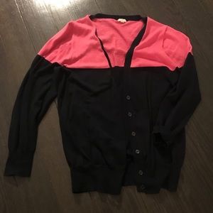 Navy and Pink Color Block J. Crew Cardigan
